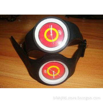 Custom Round Face  Black silicone  jelly watch for Man